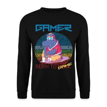 Video Games Funny Gamer Born To Gaming Retro Game - Unisex Sweatshirt - black - Front - Alina (178cm) & Michal (187cm)