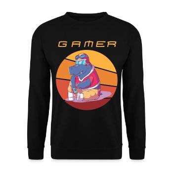 Gamer Retro Jeux Vidéo Vintage Funny Gaming Conso - Sweat-shirt Unisexe - noir - Devant - Alina (178cm) & Michal (187cm)