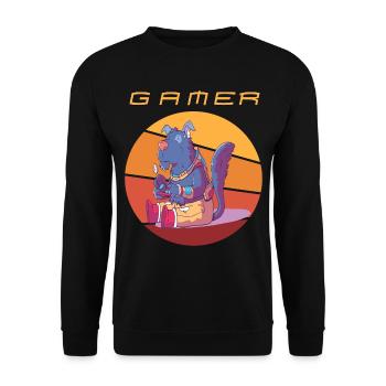 Funny Gamer Retro Games Video Games Vintage Consol - Unisex Pullover - Schwarz - Vorne - Alina (178cm) & Michal (187cm)