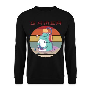 Video Games Retro Gamer Console Games Funny Games - Unisex Pullover - Schwarz - Vorne - Alina (178cm) & Michal (187cm)