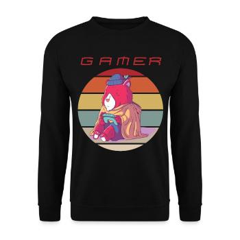 Funny Video Games Retro Gamer Console Games and Ga - Unisex Pullover - Schwarz - Vorne - Alina (178cm) & Michal (187cm)