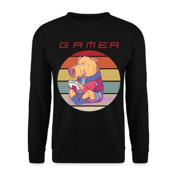 Funny Video Games Retro Console Games and Gamer Ga - Unisex Pullover - Schwarz - Vorne - Alina (178cm) & Michal (187cm)