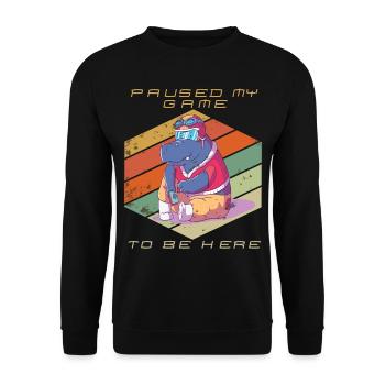 Gamer a mis en pause mon jeu Jeux vidéo Retro Gaming Cons - Sweat-shirt Unisexe - noir - Devant - Alina (178cm) & Michal (187cm)