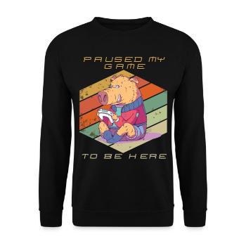 Funny Video Games Gamer Paused My Game Retro Gamin - Unisex Sweatshirt - black - Front - Alina (178cm) & Michal (187cm)