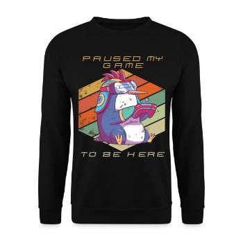 Video Games Gamer Paused My Game Retro Gaming Peng - Unisex Sweatshirt - black - Front - Alina (178cm) & Michal (187cm)