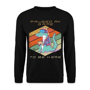 Video Games Gamer Paused My Game Retro Gaming Croc - Unisex Sweatshirt - black - Front - Alina (178cm) & Michal (187cm)