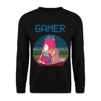 Gamer Jeux vidéo rétro Jeu vintage Jeu amusant - Sweat-shirt Unisexe - noir - Devant - Alina (178cm) & Michal (187cm)
