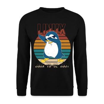 Linux Born To Be Root Cool Penguin Nerd Programmin - Sweat-shirt Unisexe - noir - Devant - Alina (178cm) & Michal (187cm)