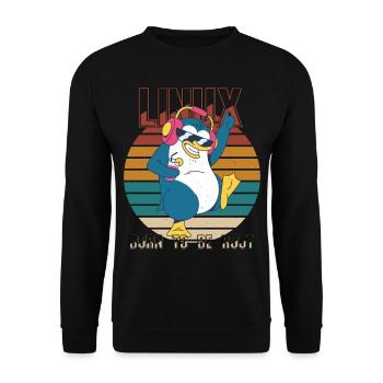 Born To Be Root Party Linux Cool Penguin Nerd Prog - Unisex Pullover - Schwarz - Vorne - Alina (178cm) & Michal (187cm)