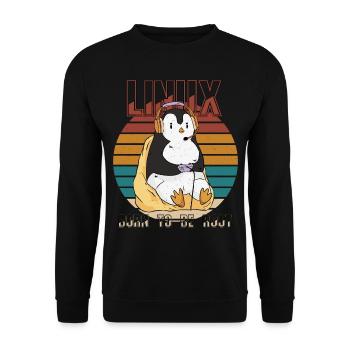 Linux Gamer Root Party Cool Penguin Nerd Programme - Unisex Pullover - Schwarz - Vorne - Alina (178cm) & Michal (187cm)
