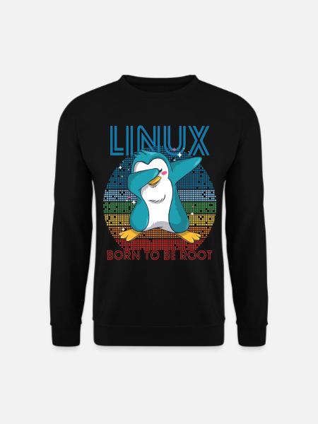 Born To Be Root Retro Penguin Linux Nerd Programme - Unisex Pullover - Schwarz