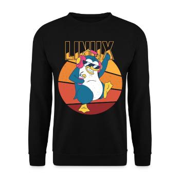 Party Linux Root Cool Penguin Nerd Game Programmer - Unisex Pullover - Schwarz - Vorne - Alina (178cm) & Michal (187cm)
