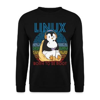 Gamer Root Retro Penguin Linux Nerd Programmer Gee - Unisex Pullover - Schwarz - Vorne - Alina (178cm) & Michal (187cm)