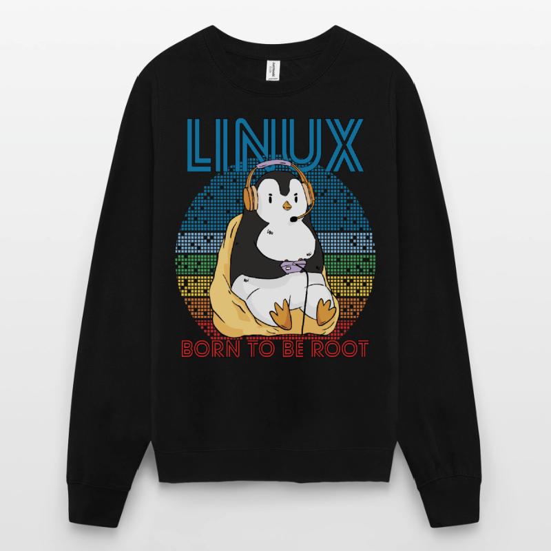 Gamer Root Retro Penguin Linux Nerd Programmeur Gee Sweat-shirt Unisexe