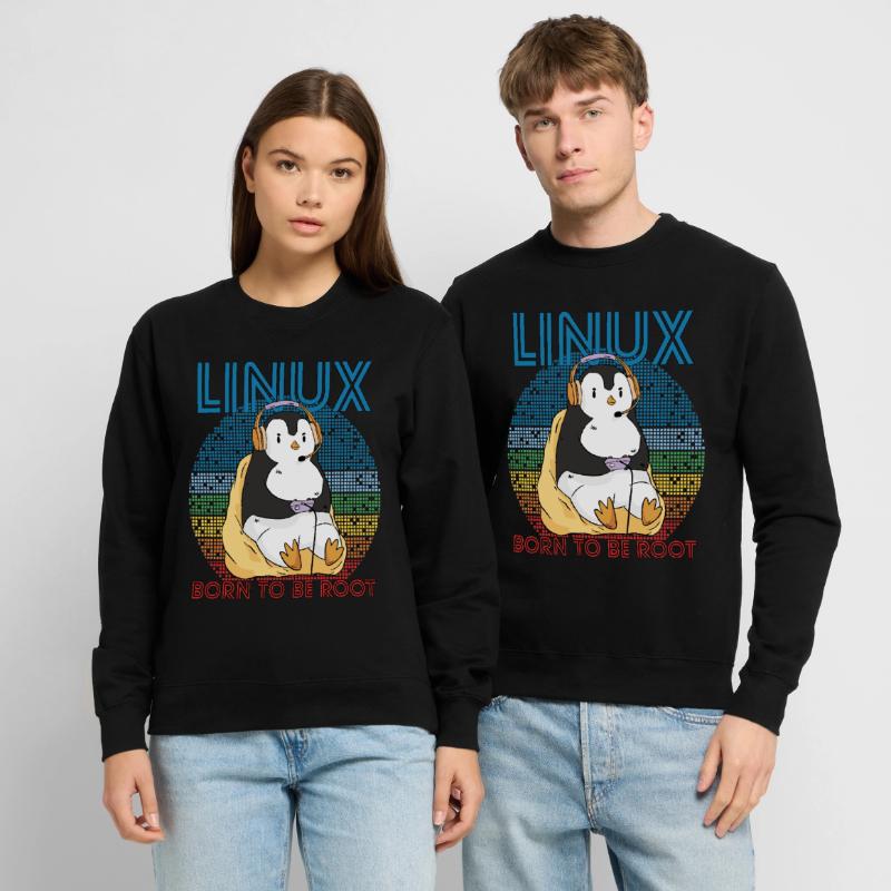 Gamer Root Retro Penguin Linux Nerd Programmer Gee Unisex Pullover