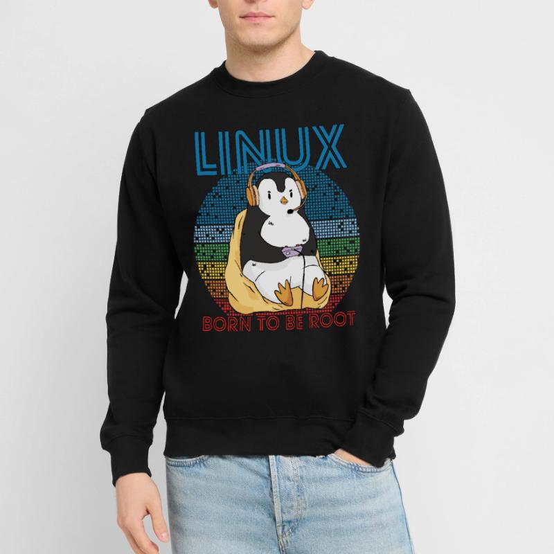 Gamer Root Retro Penguin Linux Nerd Programmeur Gee Sweat-shirt Unisexe