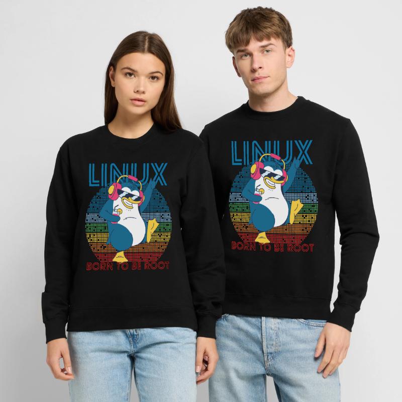 Root Party Penguin Retro Linux Cool Nerd Programmes Sweat-shirt Unisexe