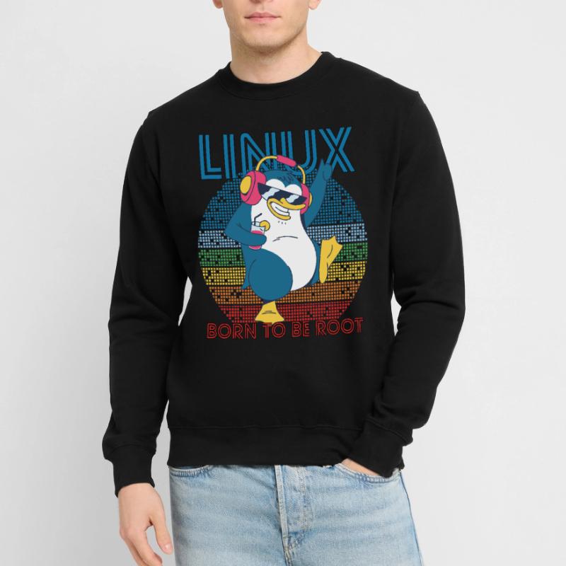 Root Party Penguin Retro Linux Cool Nerd Programmes Sweat-shirt Unisexe