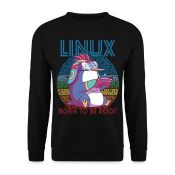 Linux Gamer Penguin Root Party Geek Programmer Adm - Unisex Pullover - Schwarz - Vorne - Alina (178cm) & Michal (187cm)