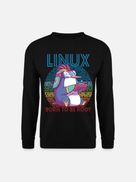 Linux Gamer Penguin Root Party Geek Programmer Adm - Unisex Pullover - Schwarz