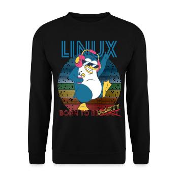 Linux Party Born To Be Root Geek Game Programmer A - Unisex Pullover - Schwarz - Vorne - Alina (178cm) & Michal (187cm)