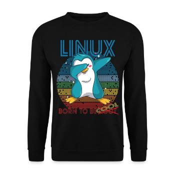Linux Cool Born To Be Root Cute Penguin Geek Admin - Unisex Sweatshirt - black - Front - Alina (178cm) & Michal (187cm)