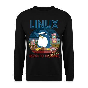 Retro Gamer Linux né pour être Root Geek Admin Pengu - Sweat-shirt Unisexe - noir - Devant - Alina (178cm) & Michal (187cm)