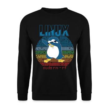 Linux sudo root geek admin pingouin nerd programmeur - Sweat-shirt Unisexe - noir - Devant - Alina (178cm) & Michal (187cm)