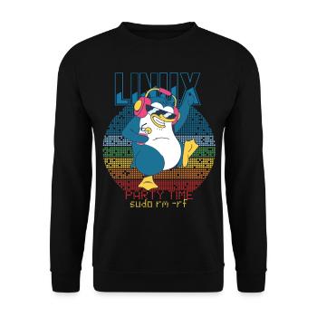 Linux Party Sudo Root Geek Admin Penguin Nerd Prog - Unisex Pullover - Schwarz - Vorne - Alina (178cm) & Michal (187cm)
