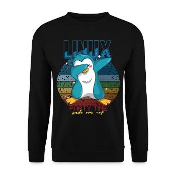 Linux Party Sudo Root Geek Mignon Pingouin Nerd Progr - Sweat-shirt Unisexe - noir - Devant - Alina (178cm) & Michal (187cm)