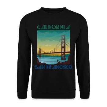 California San Francisco Holiday Golden Gate Brid - Unisex Sweatshirt - black - Front - Alina (178cm) & Michal (187cm)