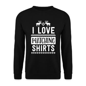 J’aime les chemises de Noël assorties couple femme - Sweat-shirt Unisexe - noir - Devant - Alina (178cm) & Michal (187cm)