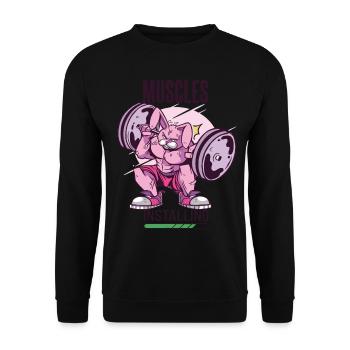 Muskeln installieren Rabbit Gym Motivation Workout - Unisex Pullover - Schwarz - Vorne - Alina (178cm) & Michal (187cm)