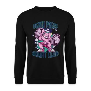 Squat Club Gym Rabbit Gym Workout Motivation - Unisex Pullover - Schwarz - Vorne - Alina (178cm) & Michal (187cm)