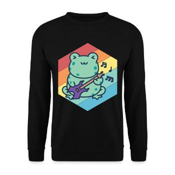 Cute Guitarist-Frog-Guitar-Rock-Guitar-Musici - Unisex Sweatshirt - black - Front - Alina (178cm) & Michal (187cm)