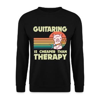 Gitarrist Lama Rockgitarre Gitarrist Musiker Gitar - Unisex Pullover - Schwarz - Vorne - Alina (178cm) & Michal (187cm)