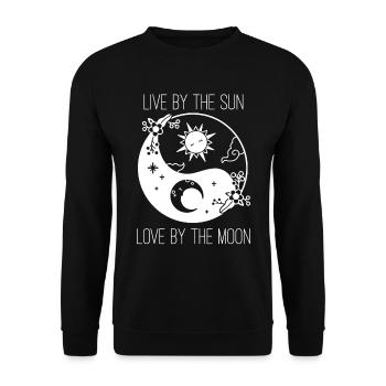 Mond Liebe Sonne Sonnenschein Mondphase Sonnenaufg - Unisex Pullover - Schwarz - Vorne - Alina (178cm) & Michal (187cm)