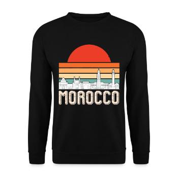Maroc Skyline Afrique Gibraltar Souven marocain - Sweat-shirt Unisexe - noir - Devant - Alina (178cm) & Michal (187cm)