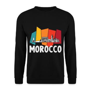 Rétro Maroc Skyline Afrique Souvenir Marocain G - Sweat-shirt Unisexe - noir - Devant - Alina (178cm) & Michal (187cm)