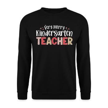Very Merry Kindergarten Teacher Christmas School - Unisex Sweatshirt - black - Front - Alina (178cm) & Michal (187cm)