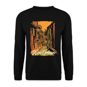 Quartier Français souvenir de la rue Bourbon de la Nouvelle-Orléans - Sweat-shirt Unisexe - noir - Devant - Alina (178cm) & Michal (187cm)