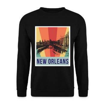 New Orleans Souvenir Carnaval Bourbon Street Louis - Sweat-shirt Unisexe - noir - Devant - Alina (178cm) & Michal (187cm)