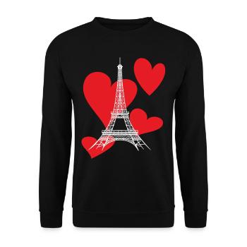 Tour Eiffel avec Coeur-Amour-Paris-Souvenir-France - Sweat-shirt Unisexe - noir - Devant - Alina (178cm) & Michal (187cm)