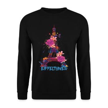 Paris-Souvenir-France-Français-L’amour de l’œuf - Sweat-shirt Unisexe - noir - Devant - Alina (178cm) & Michal (187cm)