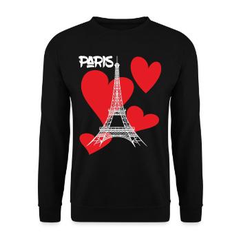 Tour Paris-Eiffel avec Cœur-Mémoire-France-Fran - Sweat-shirt Unisexe - noir - Devant - Alina (178cm) & Michal (187cm)