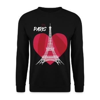 Paris Tour Eiffel avec Coeur France souvenir Fran - Sweat-shirt Unisexe - noir - Devant - Alina (178cm) & Michal (187cm)