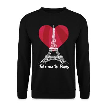Bring mich nach Paris Eiffelturm Love France Souve - Unisex Pullover - Schwarz - Vorne - Alina (178cm) & Michal (187cm)