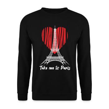 Tour Eiffel L’amour m’emmène à Paris France - Sweat-shirt Unisexe - noir - Devant - Alina (178cm) & Michal (187cm)