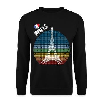 Love Paris Retro Tour Eiffel France Souvenir F - Sweat-shirt Unisexe - noir - Devant - Alina (178cm) & Michal (187cm)