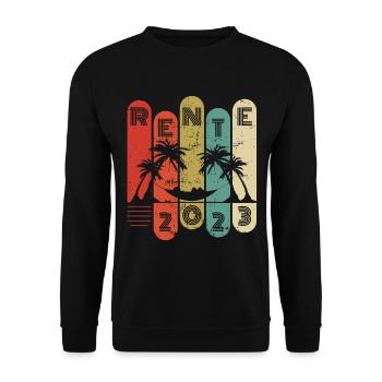 Rente Rentner Ruhestand Geschenk Rente 2023 - Unisex Pullover - Schwarz - Vorne - Alina (178cm) & Michal (187cm)